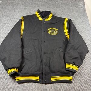 Stall & Dean Jacket Mens 5XL Marauders Bay Cities Varsity Black Wool Blend Skull